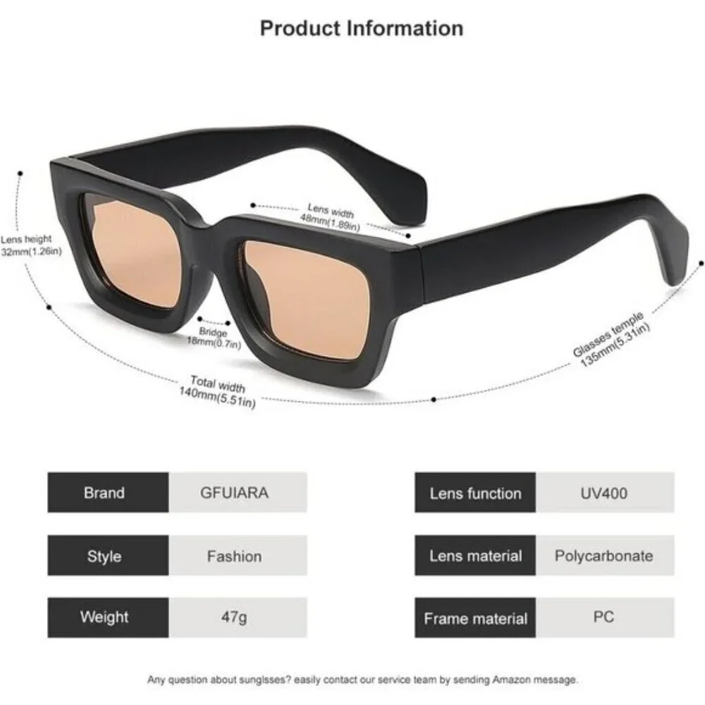 ⚡Men A-black/Brown Fashion Trendy Square Shades Rectangle Designer SunGlasses
